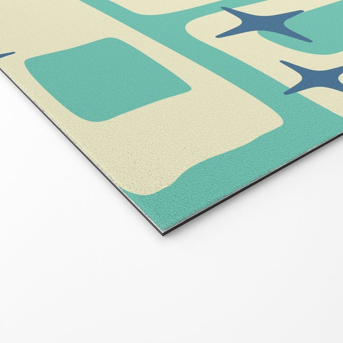Retro Mid Century Modern Abstract Pattern 576 Turquoise Blue Welcome Mat Gallery Image 2