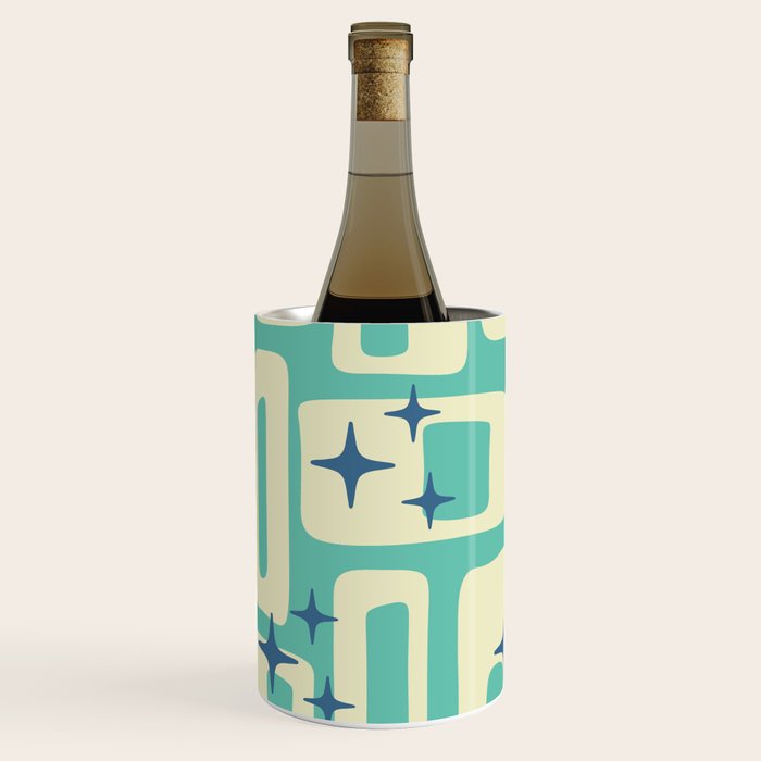 Retro Mid Century Modern Abstract Pattern 576 Turquoise Blue Wine Chiller Gallery Image 2