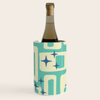Retro Mid Century Modern Abstract Pattern 576 Turquoise Blue Wine Chiller Gallery Image 2
