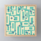 Retro Mid Century Modern Abstract Pattern 576 Turquoise Blue Mini Art Print Gallery Image 1