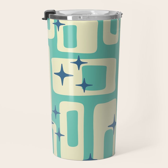 Retro Mid Century Modern Abstract Pattern 576 Turquoise Blue Travel Mug Gallery Image 3
