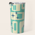 Retro Mid Century Modern Abstract Pattern 576 Turquoise Blue Travel Mug Gallery Image 3