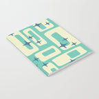 Retro Mid Century Modern Abstract Pattern 576 Turquoise Blue Notebook Gallery Image 2