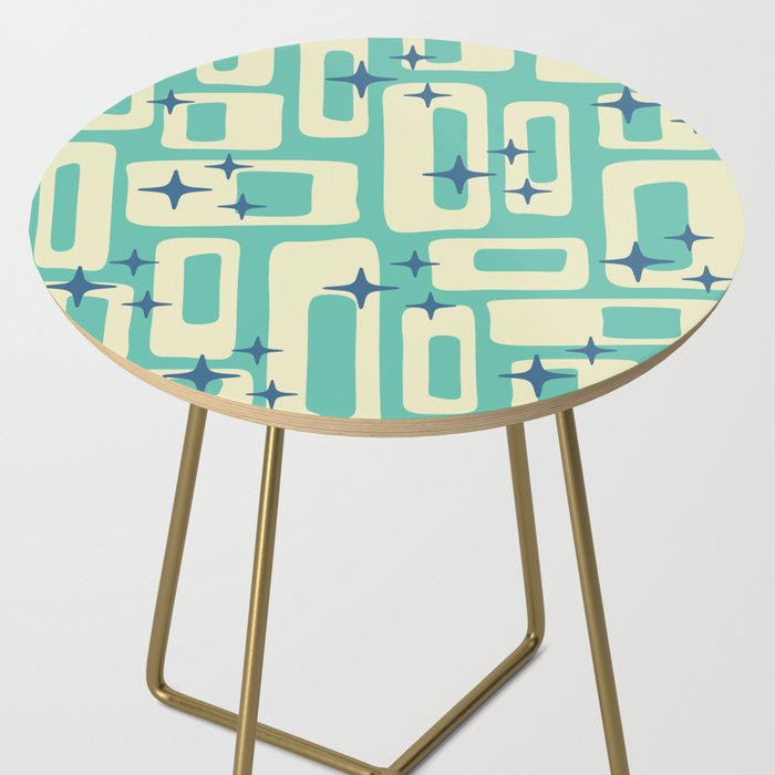 Retro Mid Century Modern Abstract Pattern 576 Turquoise Blue Side Table Gallery Image 2