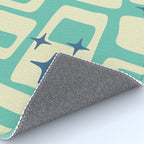 Retro Mid Century Modern Abstract Pattern 576 Turquoise Blue Rug Gallery Image 4