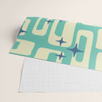 Retro Mid Century Modern Abstract Pattern 576 Turquoise Blue Wrapping Paper Gallery Image 2