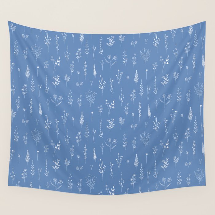 Wildflowers blue Wall Tapestry Gallery Image 1