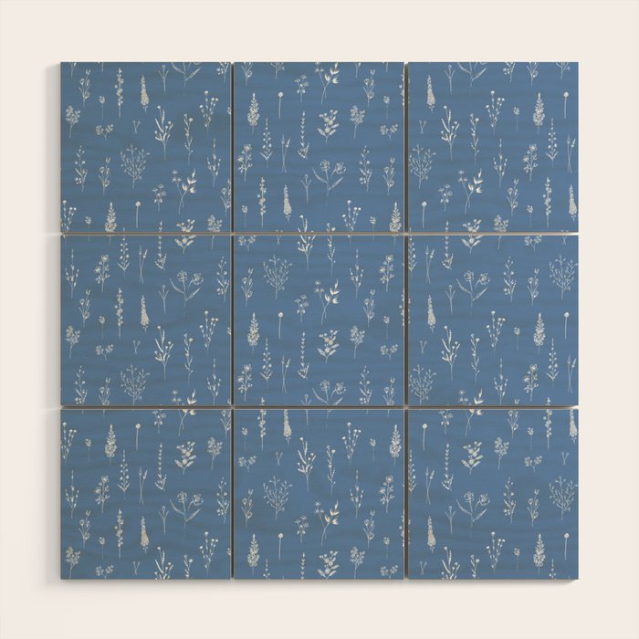 Wildflowers blue Wood Wall Art Gallery Image 1