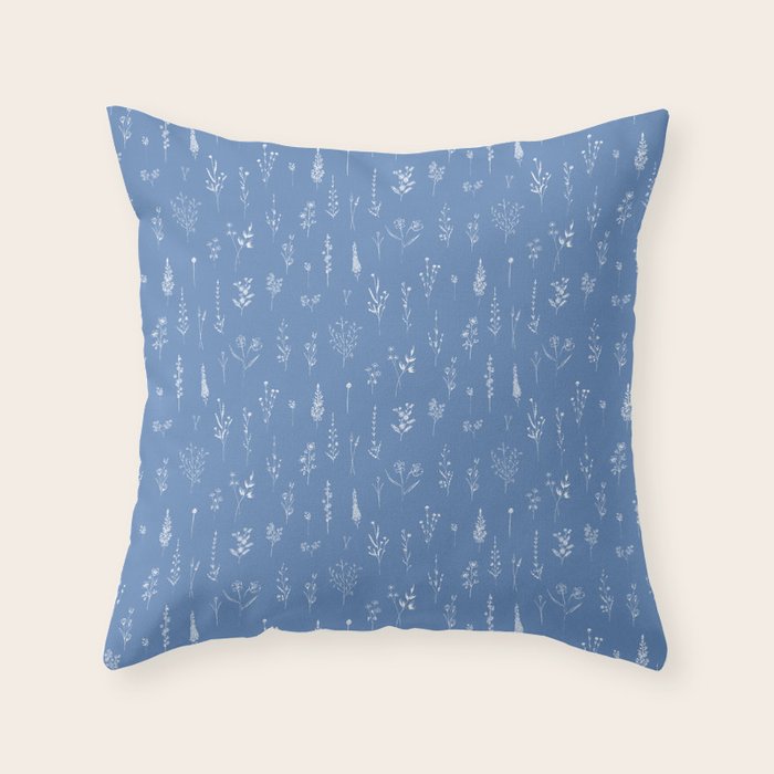 Wildflowers blue Throw Pillow Gallery Image 1