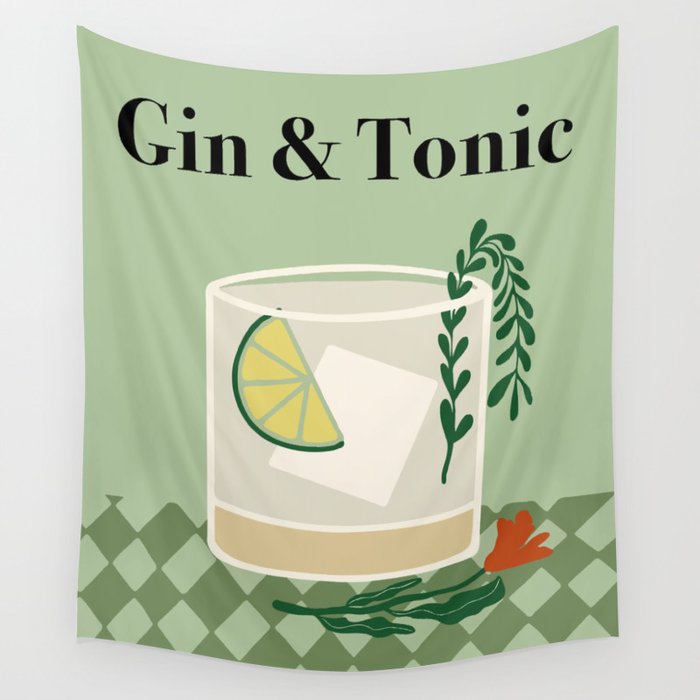 Gin & Tonic Cocktail Wall Tapestry Gallery Image 4