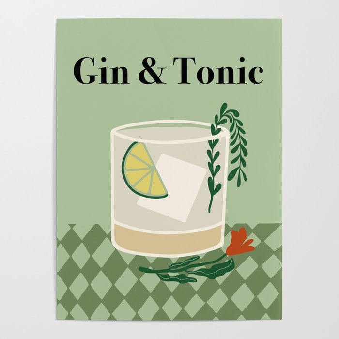 Gin & Tonic Cocktail Poster Gallery Image 1