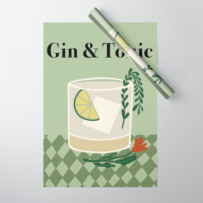 Gin & Tonic Cocktail Wrapping Paper Gallery Image 1