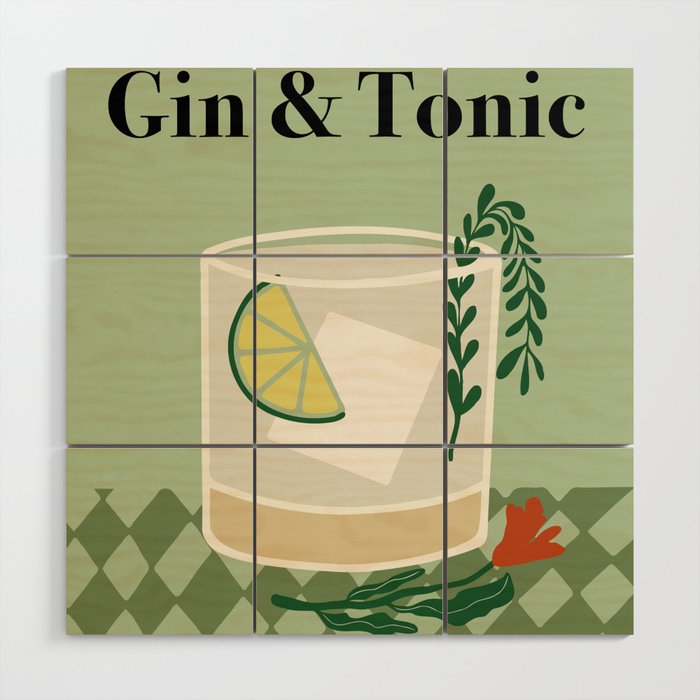 Gin & Tonic Cocktail Wood Wall Art Gallery Image 1