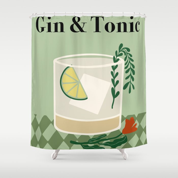 Gin & Tonic Cocktail Shower Curtain Gallery Image 1