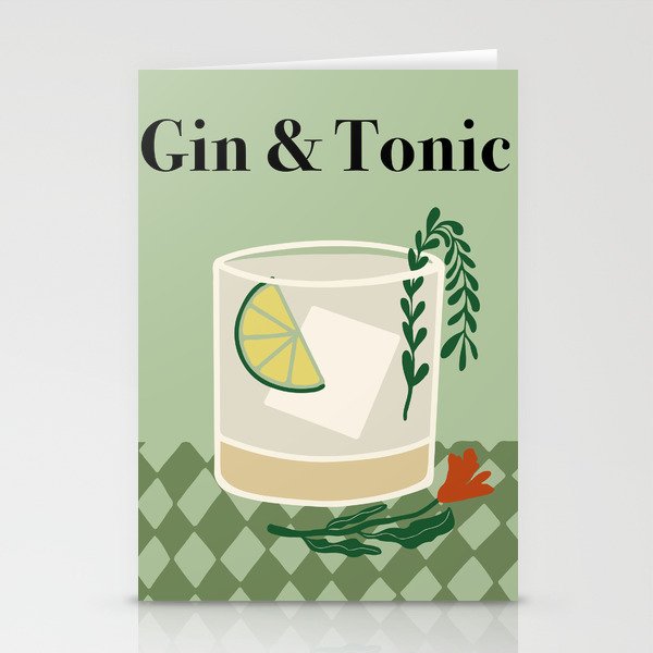 Gin & Tonic Cocktail Stationery Card Gallery Image 2
