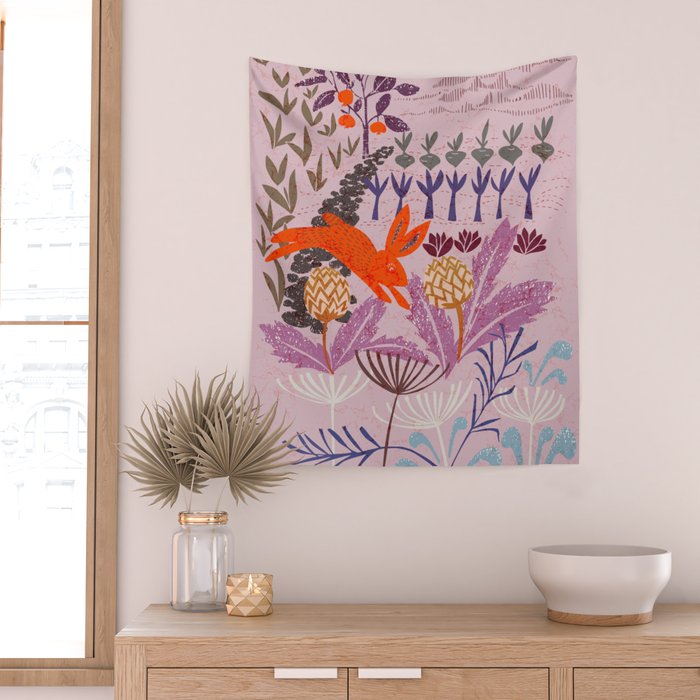 Artichoke thief at sunrise Wall Tapestry Gallery Image 2