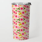 Geometric Fish Pattern - Red, Pink, Yellow, Olive Travel Mug Gallery Image 2
