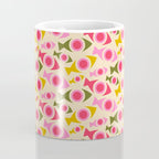 Geometric Fish Pattern - Red, Pink, Yellow, Olive Coffee Mug Gallery Image 4