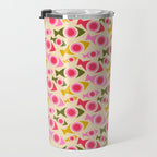 Geometric Fish Pattern - Red, Pink, Yellow, Olive Travel Mug Gallery Image 3