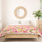 Geometric Fish Pattern - Red, Pink, Yellow, Olive Duvet Cover Gallery Image 3