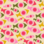 Geometric Fish Pattern - Red, Pink, Yellow, Olive Coffee Mug Gallery Image 2