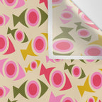 Geometric Fish Pattern - Red, Pink, Yellow, Olive Wall Tapestry Gallery Image 3