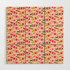 Geometric Fish Pattern - Red, Pink, Yellow, Olive Wood Wall Art Gallery Image 1