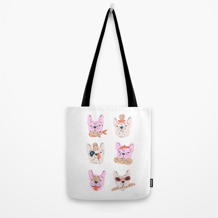 French Bulldogs with Pastries in Pink Tote Bag Gallery Image 2