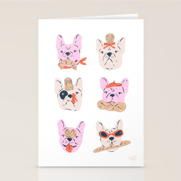 French Bulldogs with Pastries in Pink Stationery Card Gallery Image 2