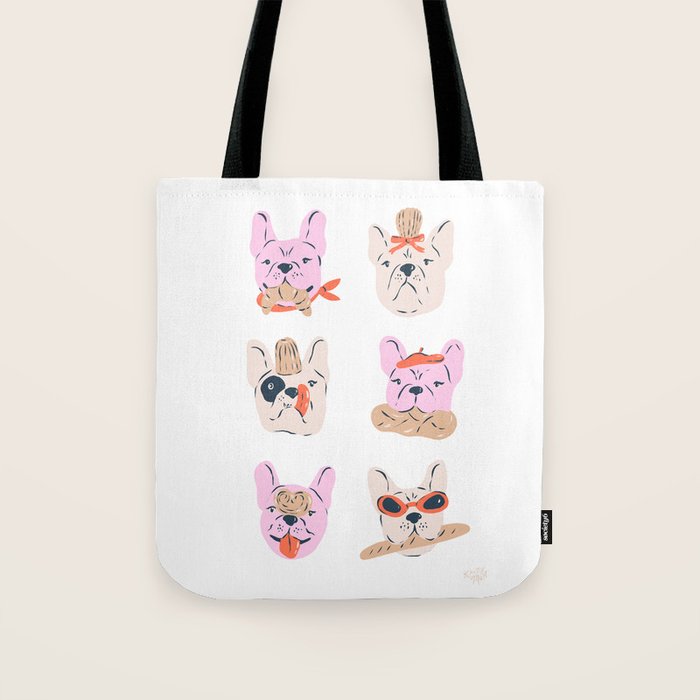 French Bulldogs with Pastries in Pink Tote Bag Gallery Image 1