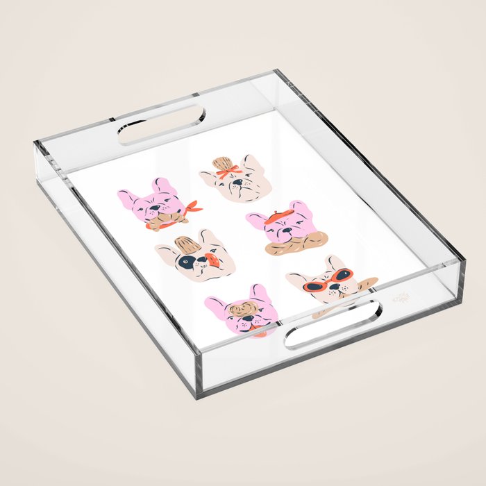 French Bulldogs with Pastries in Pink Acrylic Tray Gallery Image 1