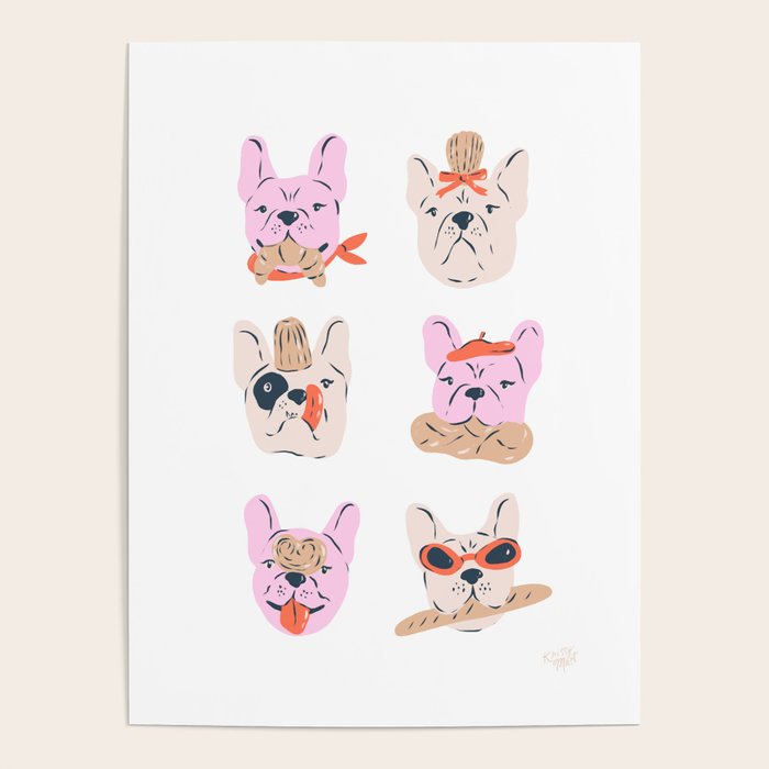 French Bulldogs with Pastries in Pink Poster Gallery Image 4