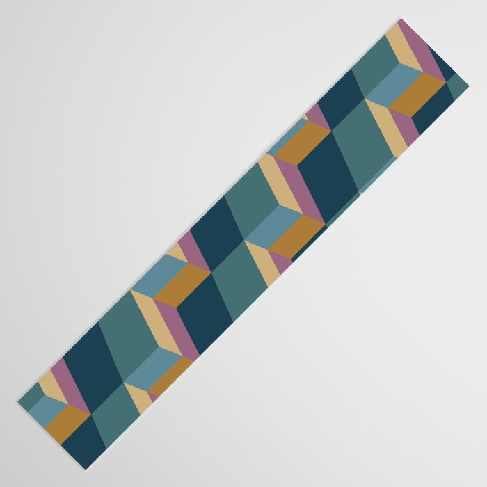 Cuboid Mid Century Abstract Shapes Pattern II Table Runner Gallery Image 3