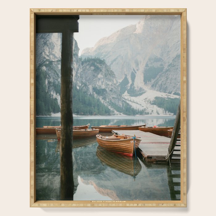 Lago di Braies | Fine art travel photography print Italy | Dolomites South Tirol Serving Tray Gallery Image 1