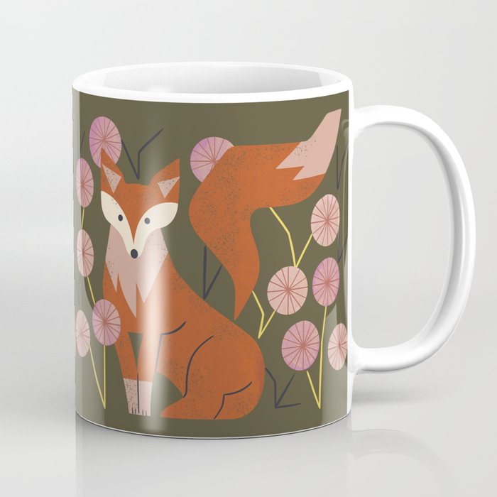 Shy Fox and Wildflowers Coffee Mug Gallery Image 1