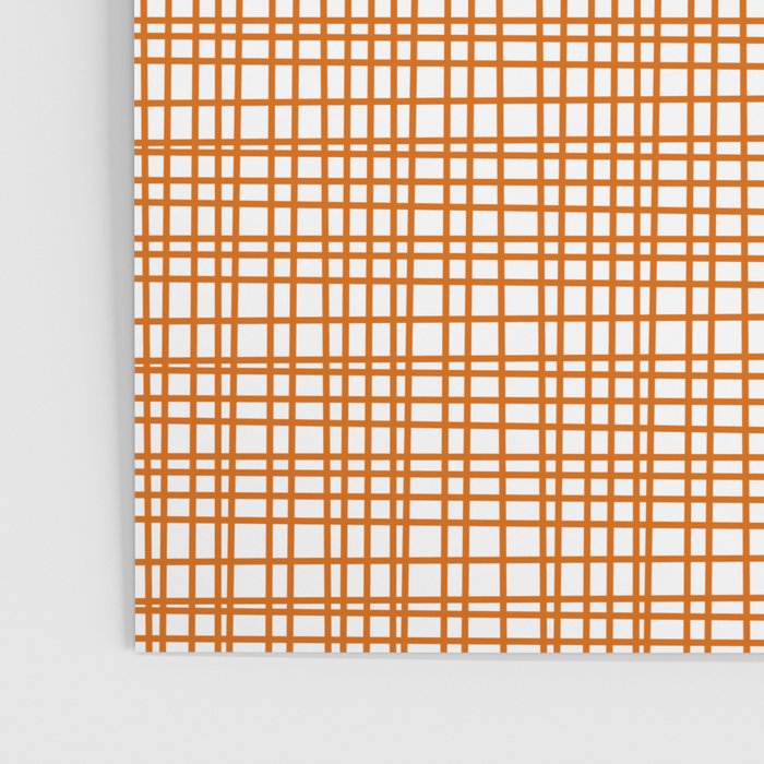 Fine Weave Minimalist Midcentury Woven Pattern in Orange and White Poster Gallery Image 3