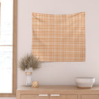 Fine Weave Minimalist Midcentury Woven Pattern in Orange and White Wall Tapestry Gallery Image 2