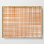 Fine Weave Minimalist Midcentury Woven Pattern in Orange and White Serving Tray Gallery Image 1