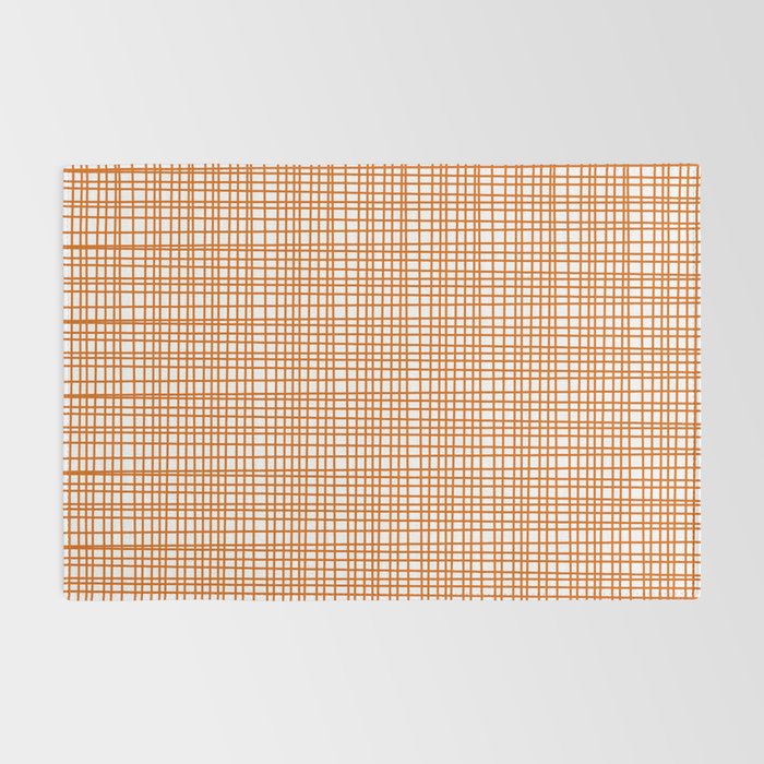 Fine Weave Minimalist Midcentury Woven Pattern in Orange and White Rug Gallery Image 2