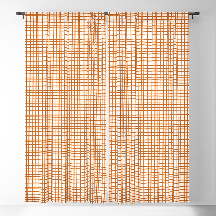Fine Weave Minimalist Midcentury Woven Pattern in Orange and White Window Curtain Gallery Image 1