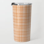 Fine Weave Minimalist Midcentury Woven Pattern in Orange and White Travel Mug Gallery Image 3