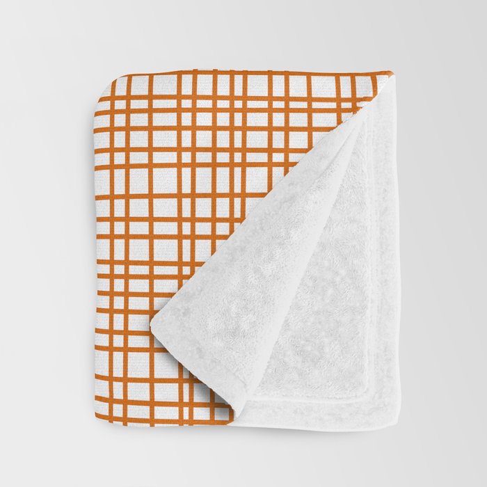 Fine Weave Minimalist Midcentury Woven Pattern in Orange and White Throw Blanket Gallery Image 3