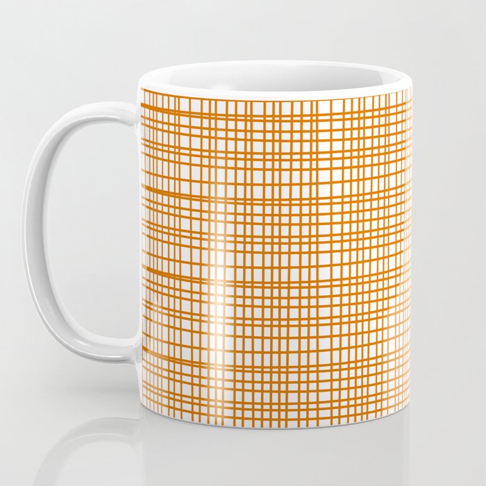 Fine Weave Minimalist Midcentury Woven Pattern in Orange and White Coffee Mug Gallery Image 3
