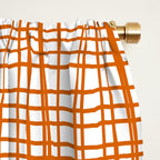 Fine Weave Minimalist Midcentury Woven Pattern in Orange and White Window Curtain Gallery Image 2