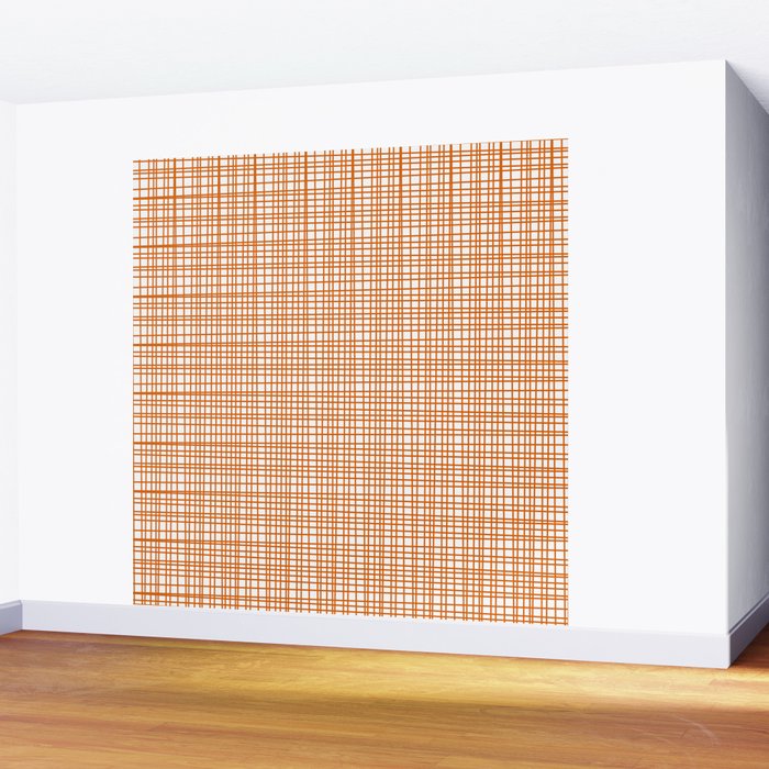 Fine Weave Minimalist Midcentury Woven Pattern in Orange and White Wall Mural Gallery Image 2
