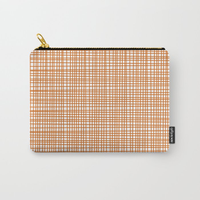 Fine Weave Minimalist Midcentury Woven Pattern in Orange and White Carry All Pouch Gallery Image 1
