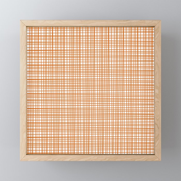 Fine Weave Minimalist Midcentury Woven Pattern in Orange and White Mini Art Print Gallery Image 1