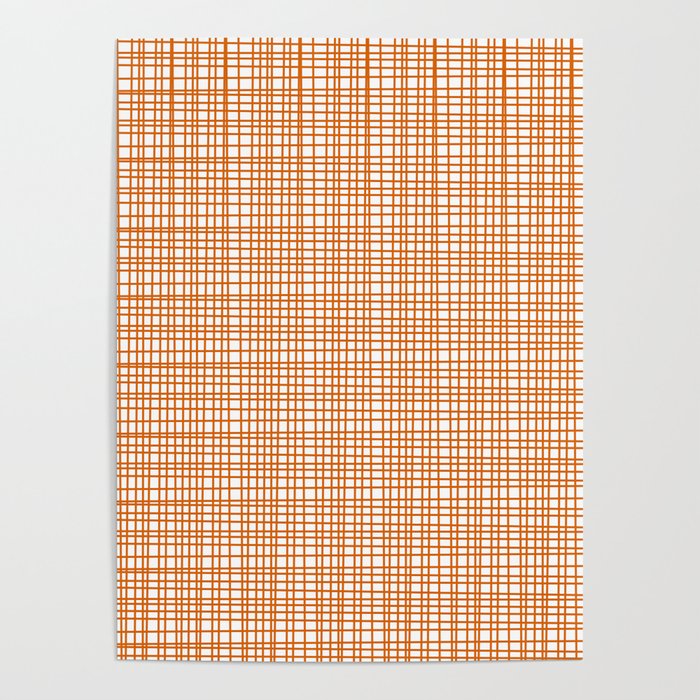 Fine Weave Minimalist Midcentury Woven Pattern in Orange and White Poster Gallery Image 1