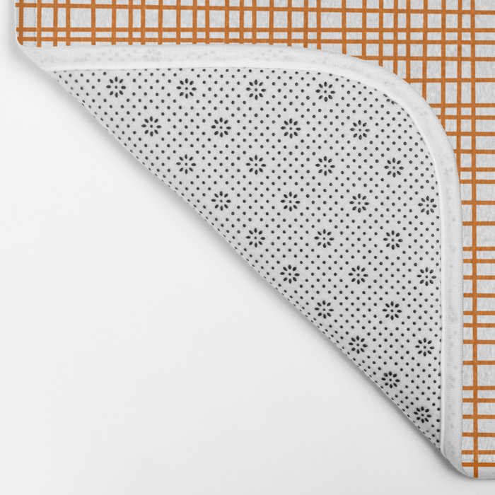 Fine Weave Minimalist Midcentury Woven Pattern in Orange and White Bath Mat Gallery Image 2