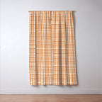 Fine Weave Minimalist Midcentury Woven Pattern in Orange and White Window Curtain Gallery Image 3